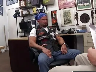 Older biker dude discovers his value is in his ass