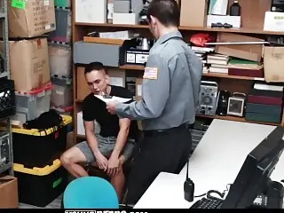 Gay guard delivers punishment by mouth and ass