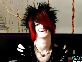 Interviewed emo twink masturbates on cam